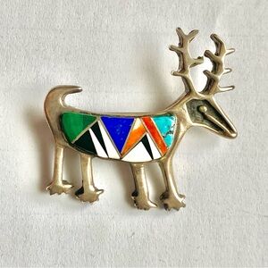 Vintage B.G.Mudd Studio Rock Critters Sterling Silver Inlayed Pin.